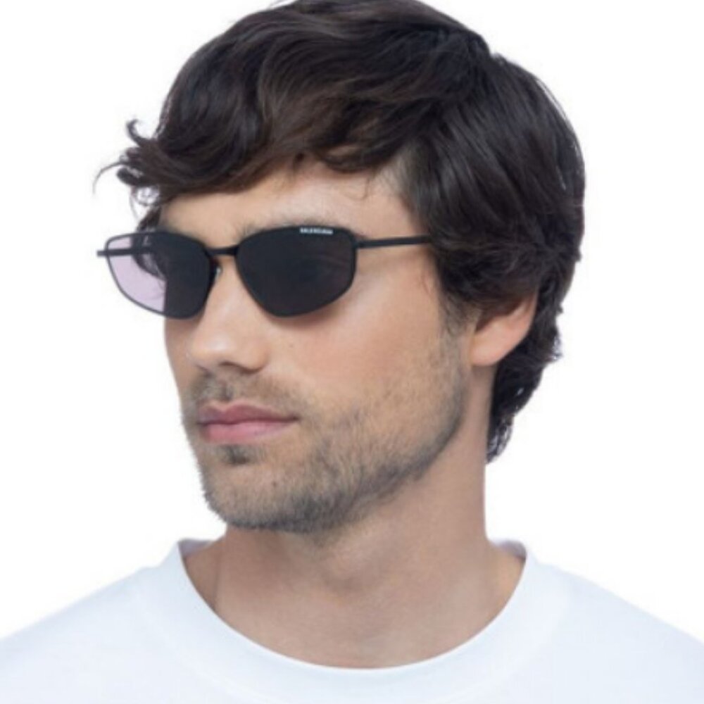 NEW BALENCIAGA BB0277S 001 SUNGLASSES UNISEX BLACK GREY OVAL EYEWEAR BALENCIAGA - Picture 1 of 14